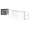 Anthracite Steel Dog House with 362 Inch Outdoor Run