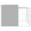 Light Gray Steel Dog House & Run All-Weather Kennel