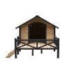 Finnish Spruce Cabin Dog House with Porch - 66 Inch