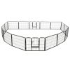 Black Powder-Coated Steel Dog Playpen with 2 Doors