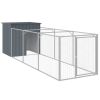 Anthracite Gray Steel Dog House with Ventilated Run