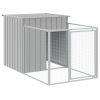 PawSafe Light Gray Steel Dog House with Sloped-Roof Run