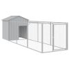 Light Gray Steel Dog House with 159 Inch Extended Run