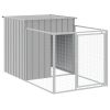 Light Gray Steel Dog House & Run 43 x 79 Inch Compact