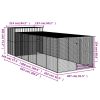 Light Gray Steel Dog House with Sloped Roof & Run