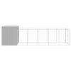 Light Gray Steel Dog House with Sloped Roof & Run
