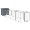Anthracite Steel Dog House with 200 Inch Ventilated Run