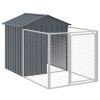 Anthracite Steel Dog House & Run 46 x 79 Inch