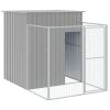 Light Gray Steel Dog House & Run 65 x 99 Inch