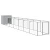 PawSafe Light Gray Steel Dog House with Sloped-Roof Run