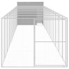 Light Gray Steel Dog House & Mesh Run for Large Dogs