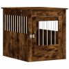 Smoked Oak Dog Crate Furniture with Lockable Door