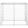 Silver Steel Dog Kennel with Locking Doors & PE Roof