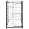 Black & Silver Steel Dog Kennel with PE Roof Canopy