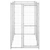 Silver Galvanized Steel Dog Kennel 43 x 87 x 71 Inch
