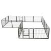Black Powder-Coated Steel Dog Playpen with 2 Doors