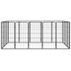16-Panel Black Steel Dog Playpen - 19.7 x 39.4 Panels