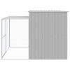 Light Gray Steel Dog House & Run All-Weather Kennel