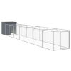 Anthracite Steel Dog House with 320 Inch Mesh Run