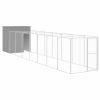 Light Gray Steel Dog House & Run 65 x 340 Inch