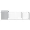Light Gray Steel Dog House with 159 Inch Extended Run