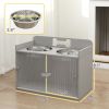 Elevated Dog Bowl Stand with Storage Cabinet, Gray