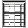 Black Powder-Coated Steel Dog Kennel - 39.7 Sq Ft