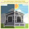 Gray & White Wooden Dog House with Porch Deck