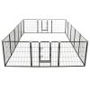 Foldable 16-Panel Steel Dog Playpen - 31.5 Inch Black