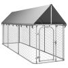 Steel Dog Kennel with Canopy 157.5 x 39.4 x 59 Inch