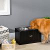 Raised Dog Feeding Station with 44L Storage, Black