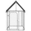 Steel Dog Kennel with Canopy 39.4 x 39.4 x 59 Inch