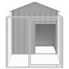 Light Gray Steel Dog House & Run 46 x 79 Inch
