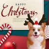 Reindeer Antlers Dog Headband with Santa Hat, Adjustable