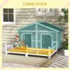 Gray & White Wooden Dog House with Porch Deck