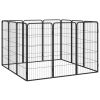 Height-Adjustable Black Steel Dog Playpen - 12 Panel