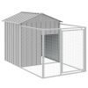 Light Gray Steel Dog House & Run 46 x 79 Inch