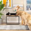 Bamboo Elevated Pet Feeder with 2 Stainless Bowls
