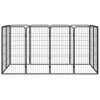 Height-Adjustable Black Steel Dog Playpen - 12 Panel