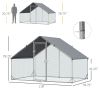 Walk-In Metal Chicken Coop Run 10 x 6.5 Ft with Cover