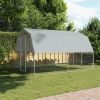 Silver Galvanized Steel Outdoor Dog Cage - Large & Sturdy