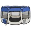 Foldable Fabric Dog Playpen 43 Inch - Blue & Cream