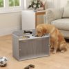 Elevated Dog Bowl Stand with Storage Cabinet, Gray