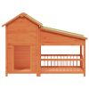 Large Solid Pine Outdoor Dog Kennel, Rustic Brown