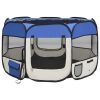 Foldable Fabric Dog Playpen 43 Inch - Blue & Cream