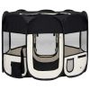 Foldable Fabric Dog Playpen 35 Inch - Black & Cream