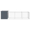 Anthracite Gray Steel Dog House with Ventilated Run