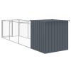 Anthracite Gray Steel Dog House with Ventilated Run