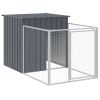 Anthracite Steel Dog House with 320 Inch Mesh Run