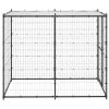 Black & Silver Steel Dog Kennel with PE Roof Canopy
